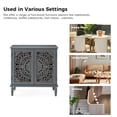 thumbnail image 6 of Tina's Home 32" Tall 2-Door Sideboard Cabinet with 1 Shelf, Floral Carved Doors, Wood Legs Storage Buffet Cabinet for Living Room, Kitchen, Dining Room, Gray, 6 of 8
