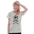 thumbnail image 4 of Flowery Skull and Crossbones Womens Fitted Plus Size Graphic Tee Brisco Brands 3X, 4 of 5