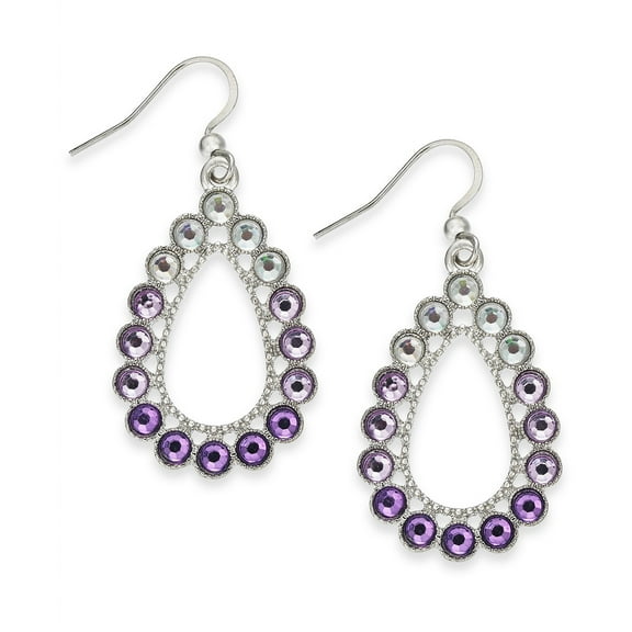 Charter Club Silver-Tone Crystal & Stone Ombré Drop Earrings, Pink