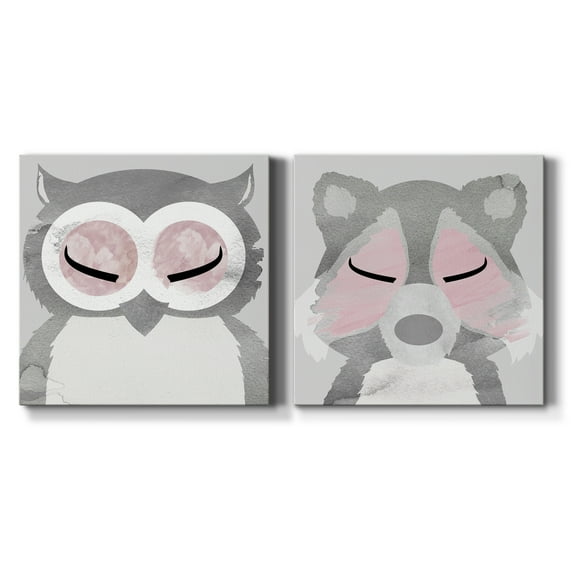 Owl - Premium Gallery Wrapped Canvas - Ready to Hang Set of 2 - 16 x 16 Each