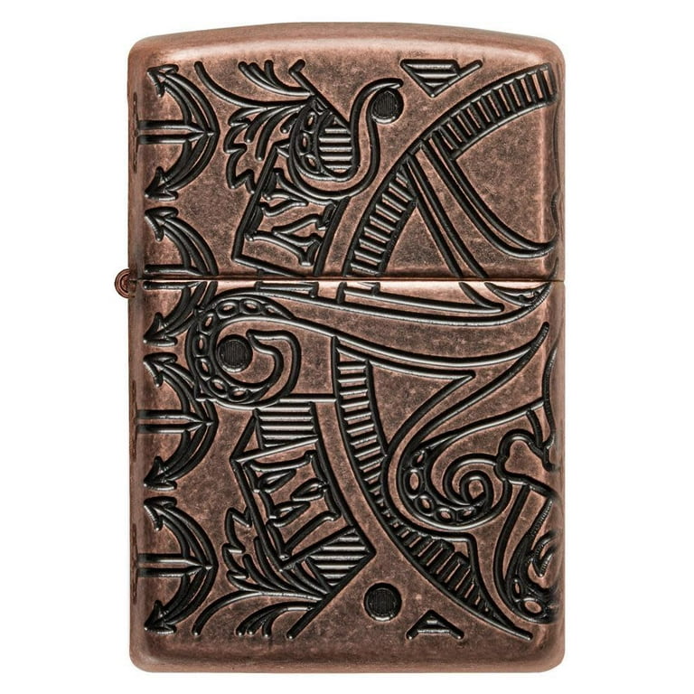 Zippo Armor Antique Copper Nautical Scene Design Pocket Lighter