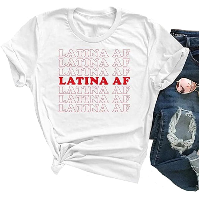 YourTops T-Shirt Latina AF pour Femmes (US 2TG, 2-Blanc)