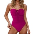 thumbnail image 1 of Swiftwear Womens Strapless One-Piece Swimsuit with Tie-Front Detail & Ruched Midsection - Stretchy Form-Fitting Bathing Suit for Beach/Pool Hot Pink XL, 1 of 4