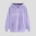 thumbnail image 2 of YWDJ Fall Sweatshirt Women Valentine's Day Graphic Hood Tops Retro Ethnic Style Hoodie Loose Long Sleeve Hooded Sweatshirts Purple S, 2 of 3