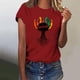 thumbnail image 4 of Tops de Manga Corta para las Mujeres de Ajuste Suelto, Día de la Independencia Negro Impreso, Cuello Redondo Suelto Superior, 4 of 4