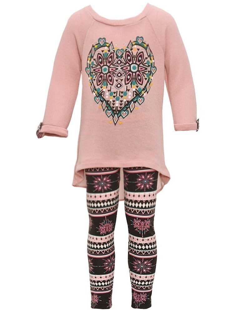2PC Little Lass Heart Outfit 3/4 Sleeve with Leggings NWT 
