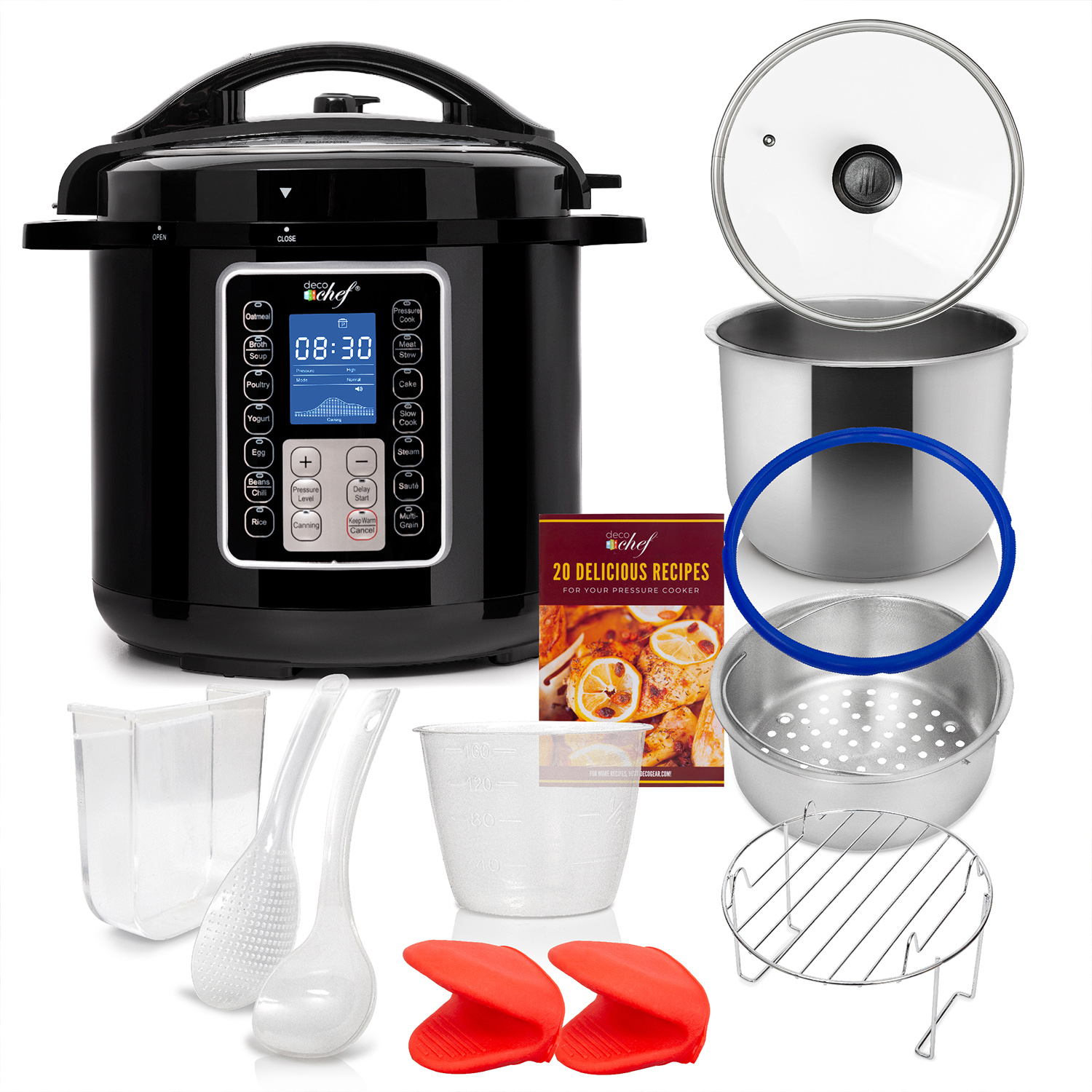 Deco Chef 6 QT 10in1 Pressure Cooker Instant Rice, Sauté, Slow Cook