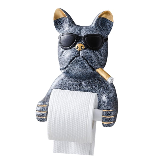Fiocias Nordic Toilet Paper Holder Mounting Dog Sculpture Paper Rack Stand Organizer for Gray