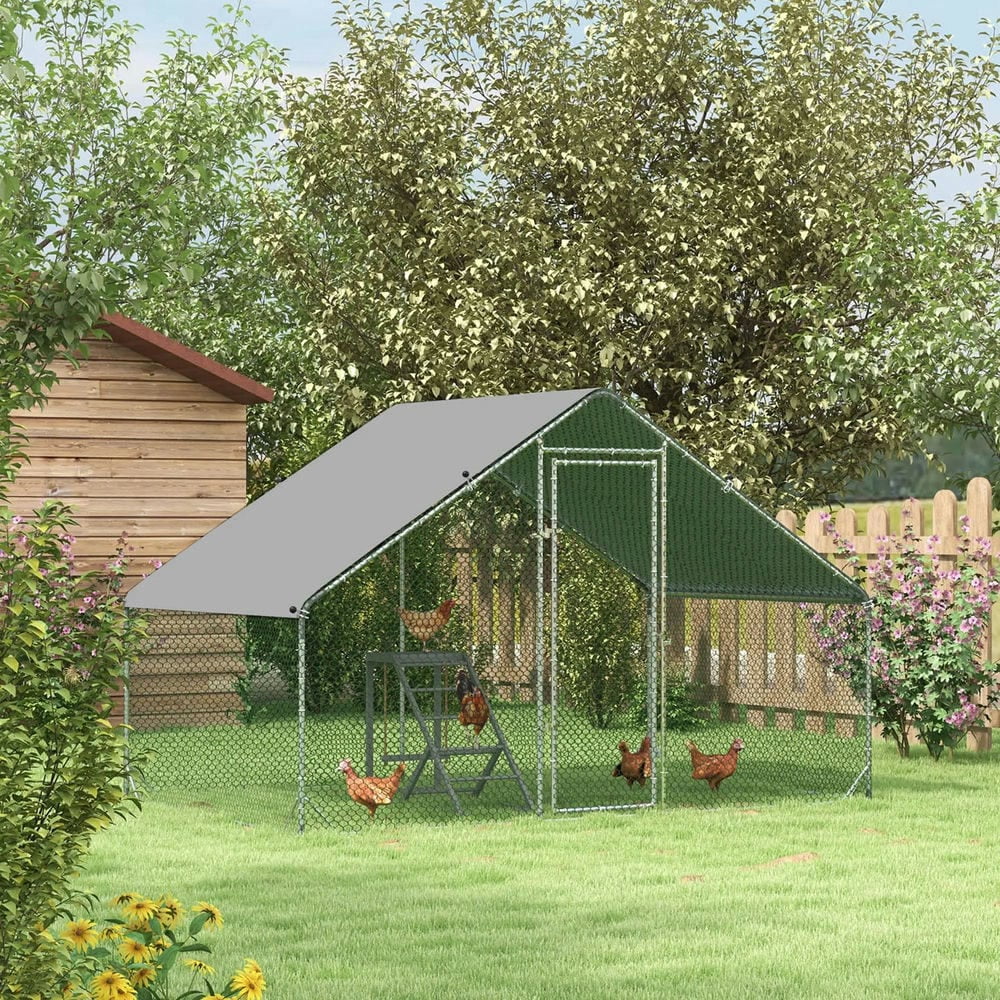 Resenkos Rabbit Hutch, Duck Cage Hutch,Chicken Coop,Large Chicken Coop Metal Chicken Run with Waterproof and Anti-UV Cover