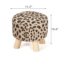 thumbnail image 4 of Homebeez Round Fabric Padded Ottoman Foot Rest Stool Wood Sofa Change Shoes Stool,Leopard Print, 4 of 7