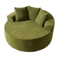 thumbnail image 3 of XIZZI 58.26" Round Chaise Lounge Chair, Oversized Upholstered Sleeper Sofa Bed with Plush Corduroy, Sturdy Sprung Support,Cloud Couch for Living Room Bedroom, Green, 3 of 9