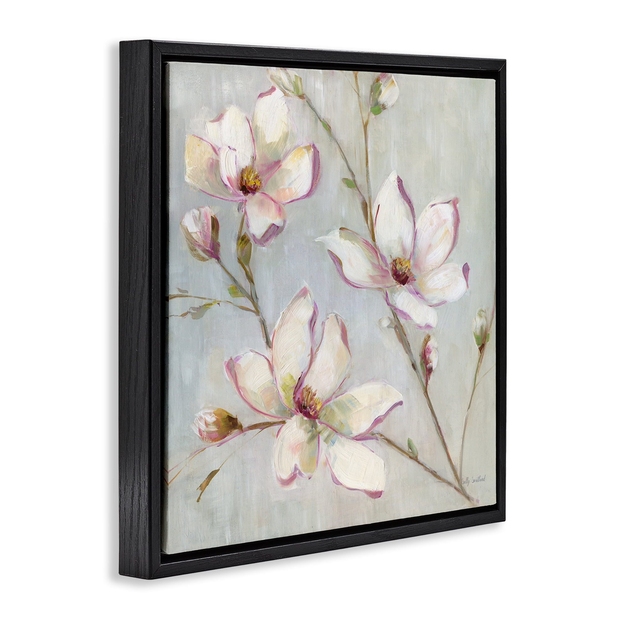 Stupell Industries Traditional Apple Blossoms Botanical & Floral Painting Black Floater Framed Art Print Wall Art, 25 x 25