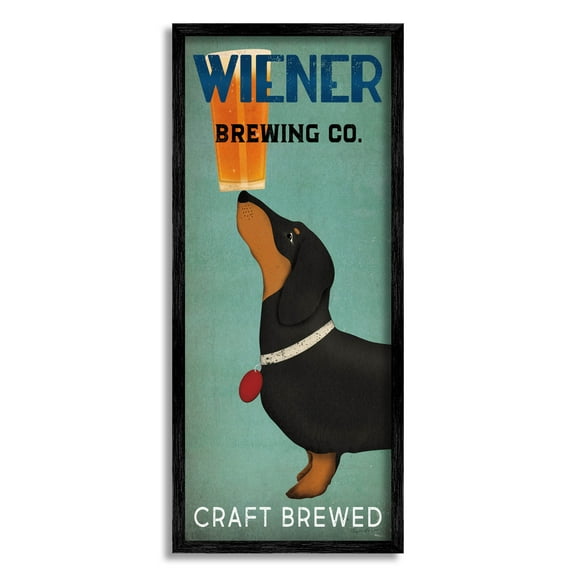 Stupell Industries Brewery Company Wiener Dog Graphic Art Black Framed Art Print Wall Art, Design by Ryan Fowler