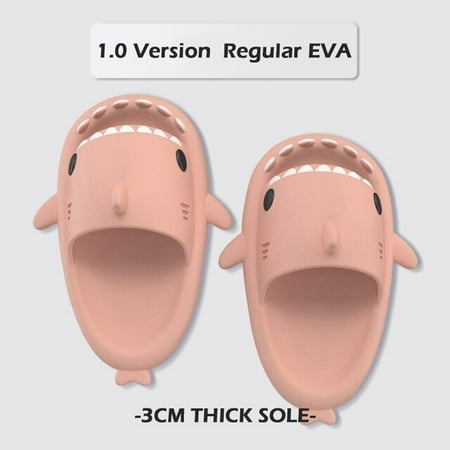 

QWZNDZGR Summer Lovely Shark Shape Women Men Slippers Cartoon Couples Slides Beach Sandals Non-slip Soft EVA House Bath Funny Slippers