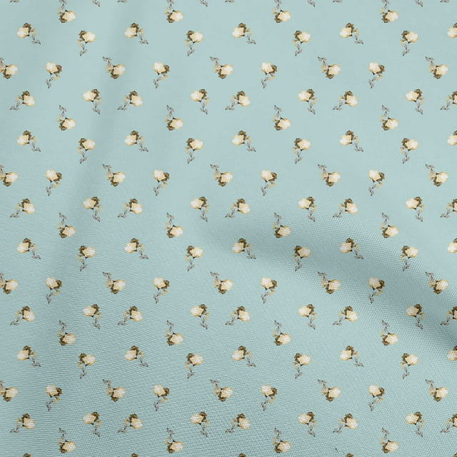oneOone Viscose Chiffon Light Blue Fabric Floral Sewing Material Print Fabric By The Yard 42 Inch Wide