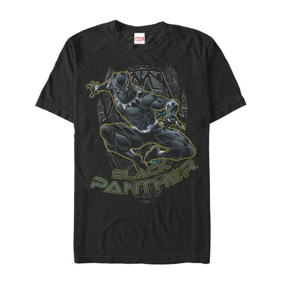 Men's Marvel Black Panther Mask Outline Graphic Tee Black Small