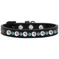 thumbnail image 1 of Posh Jeweled Dog Collar Black With Aqua Size 14, 1 of 1
