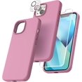 thumbnail image 1 of TOCOL Funda 5 en 1 para iPhone 13, con 2 protectores de pantalla + 2 protectores de lente de cámara, funda de silicona líquida para iPhone 13, azul medianoche, 1 of 4