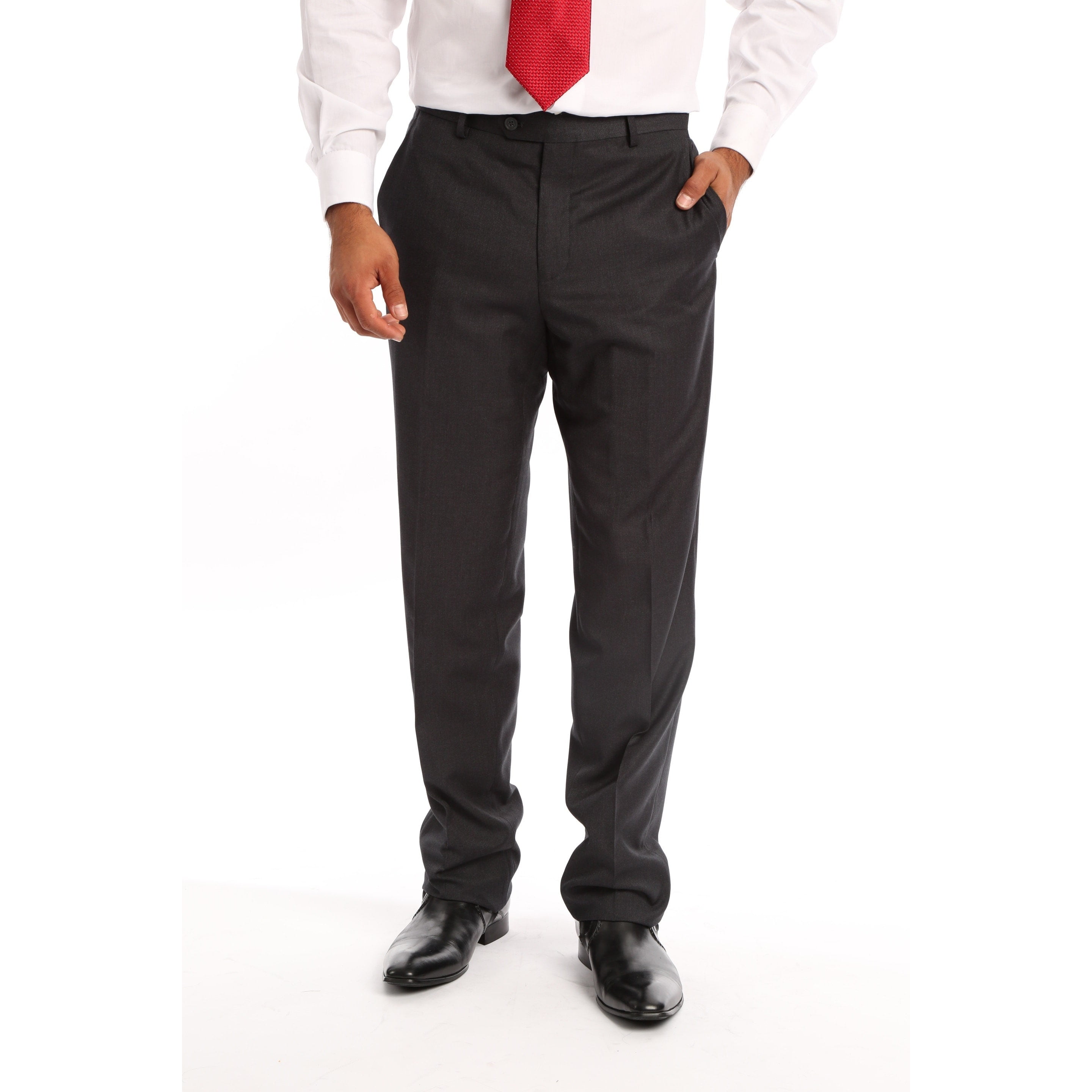 Oxford NY Mens Modern Fit Flat Front Fixed Waist Stria Polyester Dress Pant
