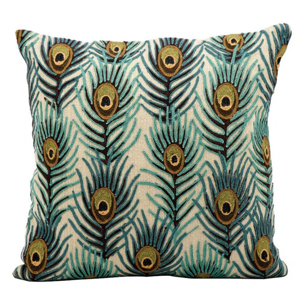 Kathy Ireland Pillow Multicolor Peacock Feathers Pillow