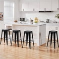 thumbnail image 3 of Yaheetech 30'' Set of 4 Metal Bar Stools Vintage Counter Bar Stool Stackable Chairs Black, 3 of 7