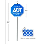 ADT Security Signs 28 with 6 Double-Sided Stickers, Metal Aluminum Yard Sign with Stake, Heavy Duty Weatherproof