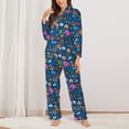thumbnail image 2 of Honeii Sea Fish print Women's Pajama Sets Long Sleeve Button Down Sleepwear Nightwear Soft Pjs Lounge Sets-XX-Large, 2 of 7