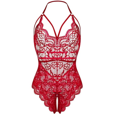 

Women Lingerie Bodysuit Lace Teddy Sleepwear One Piece Lingerie Babydoll Strappy Chemise V Neck Nightwear