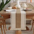 thumbnail image 1 of Patchwork Burlap Table Pants Farmhouse Style, Country Style Woven Cotton Crochet Lace, Bohemian Style, 70", 1 of 5