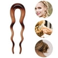 thumbnail image 3 of Unique Bargains 1 Pc Hair Pin U-shaped Hair Accessories 5.12"x1.57" Transparent Brown Dark Brown, 3 of 5
