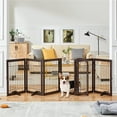 thumbnail image 2 of Yaheetech 32.5" Freestanding 6-Panel Foldable Pet Gate with Support Feet, Espresso, 2 of 7