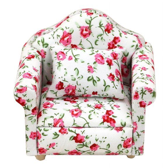 1:12 doll house dollhouse mini furniture living room scene model bedroom small floral single sofa