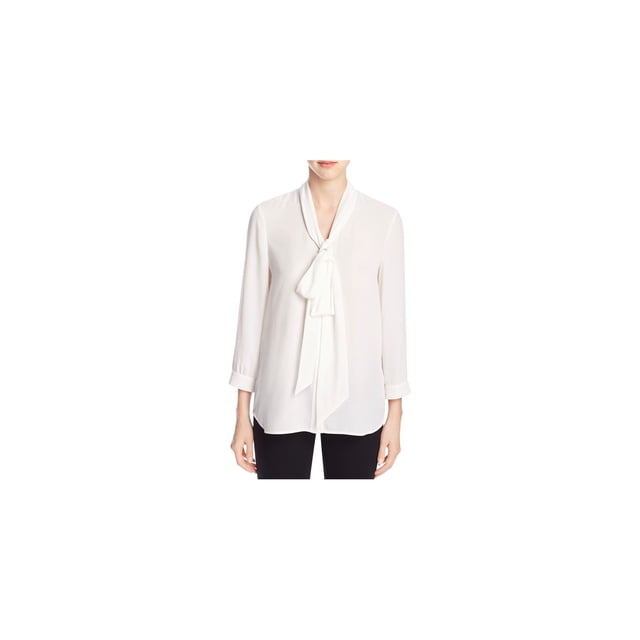 Finity Chemise à Col Noué pour Femmes, Blanche, 10