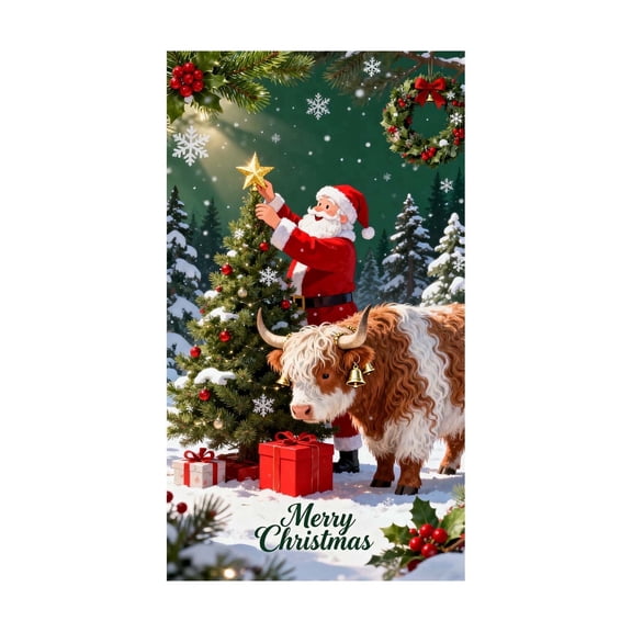 Festive Christmas Door Cover for Home Decoration Elastic 36 x 80 Inches for Holiday Parties and Front Entryways