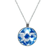 Flag of Israel Women's Circular Glass Design Pendant Necklace