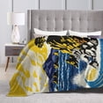thumbnail image 2 of DouZhe Ultra-Soft Micro Fleece Lightweight Flannel Bed Blanket, Abstract Ocean View Print Cozy Warm Throw Blankets, 60"x50", 2 of 6