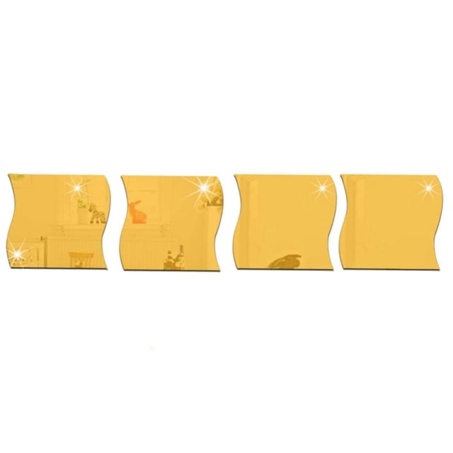 Decoración glamorosa de pared con acentos para dormitorio y habitación de bebé, pegatinas de ondas estéreo acrílicas doradas M