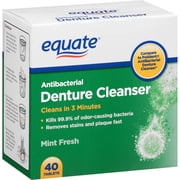 (2 pack) (2 Pack) Equate Antibacterial Mint Fresh Denture Cleanser Tablets, 40 Ct