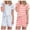Pink Striped/Star, variant on Ekouaer 2 Pack Pajamas Short Sleeve Top with Shorts Sets Comfy Pjs Lounge Sets Sleepwear for Women