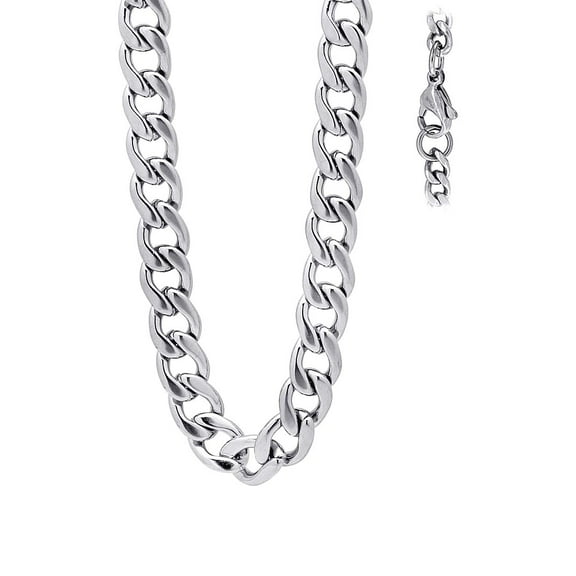 Stainless Steel Unisex 7mm 16 Inch Comfort Curb Fashion Link Chain Necklace Chain Necklace for Women and Men