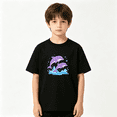 thumbnail image 2 of Two Dolphins Jumping Waves Boys Graphic Tee, Cute Sea Life 100% Cotton Kids Short Sleeve T-Shirt 4-13Y, 2 of 5