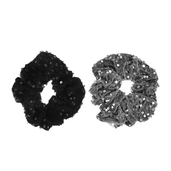 Soimiss 2pcs Hair Scrunchies for Women's Hair Shiny Ponytail Holder Velvet Silver