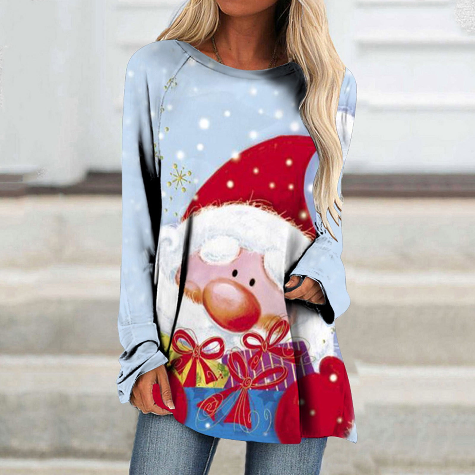 fond Hest korrekt Christmas Tunic Shirts for Women Novelty Snowman Graphic Ugly Pullover  Tshirts Casual Long Sleeve Blouse Tops - Walmart.com