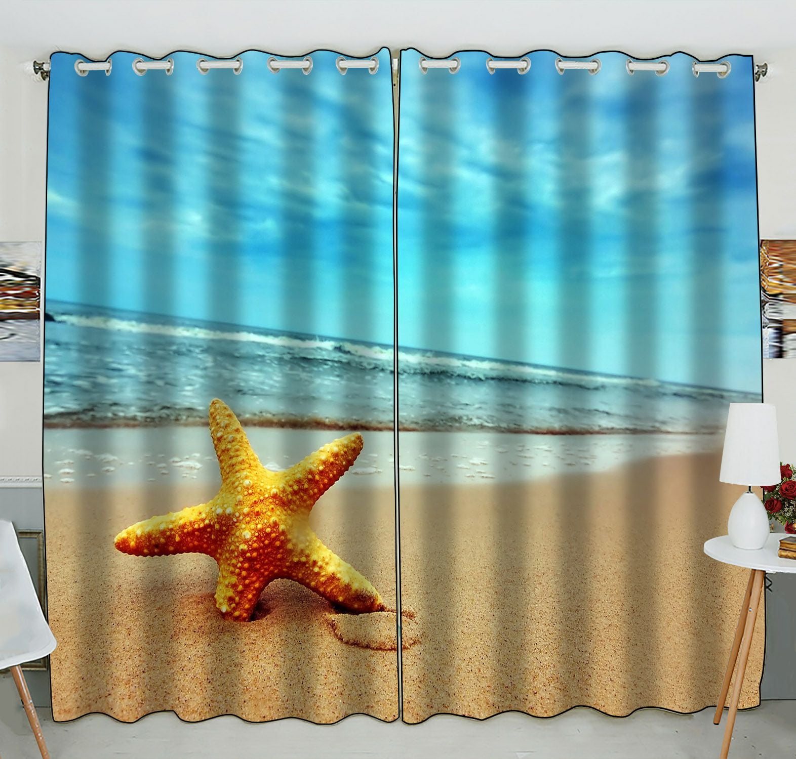 ZKGK Beach Theme Window Curtain Drapery/Panels/Treatment For Living