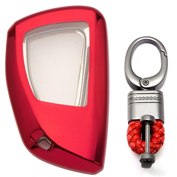 x xotic tech Red Soft TPU Key Fob Shell Full Cover Case w/Red Keychain, Compatible with Chevrolet Suburban Tahoe or Buick or GMC Yukon Denali 2021 2022 Smart Keyless Entry Key GM-13541565/13537962