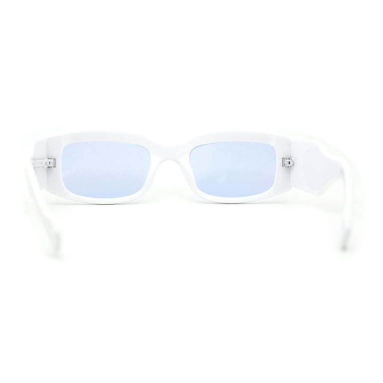 White Thick Hipster  1990\'s Retro Square Trendy Rectangle Sunglasses Womens 90s Square Rectangle Vintage Hippie Sunglasses White  main image 3