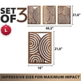 thumbnail image 4 of Large - Round Unframed Walnut Wooden Wall Sculpture Set of 3 Home Decor Accent, 4 of 7