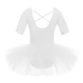 thumbnail image 5 of DPOIS Kids Girls Short Sleeve Ballerina Ballet Dance Leotard Dress White 5-6, 5 of 7