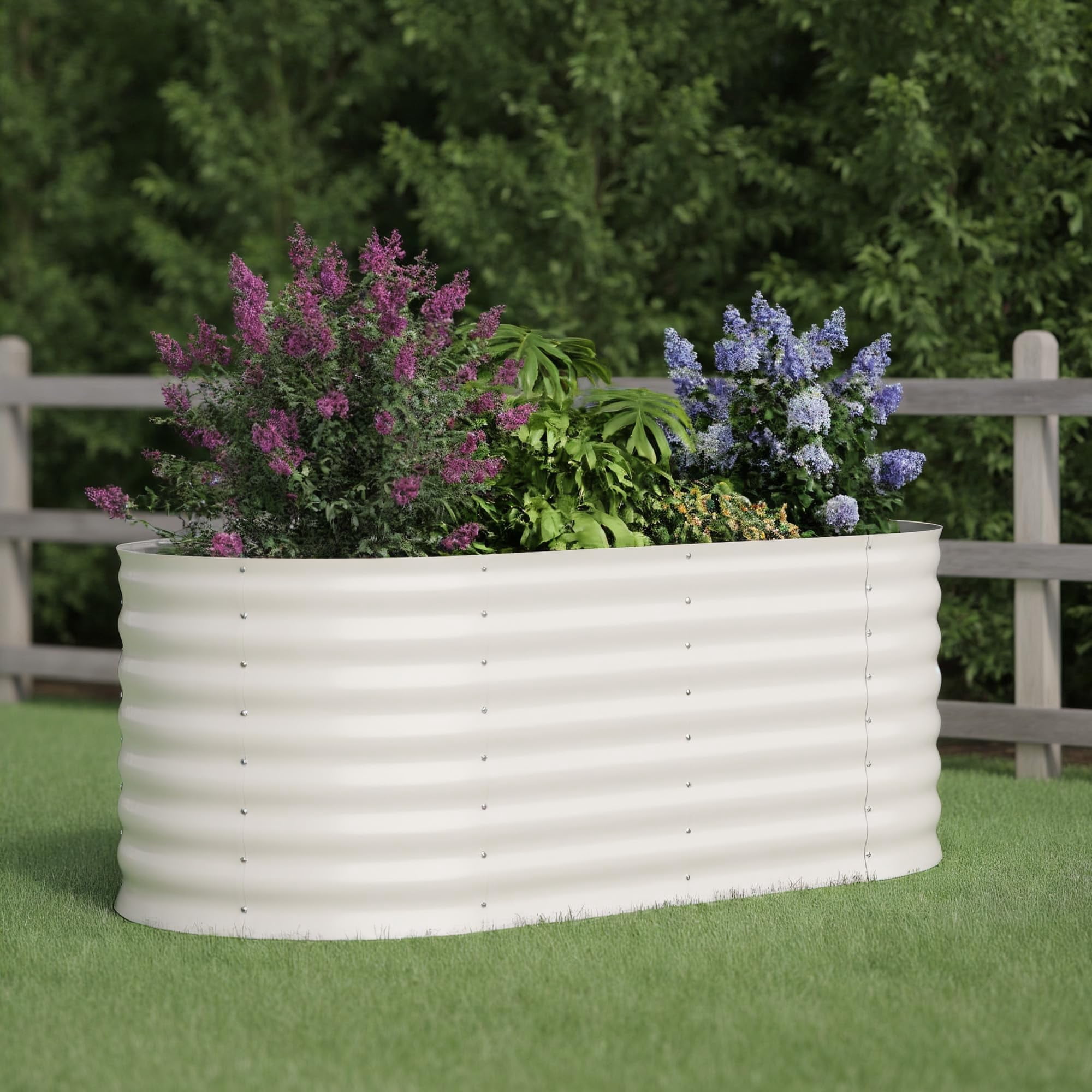 Heavy Duty Galvanized Raised Garden Bed, 4x2x2ft Beige Rust-Resistant Metal Planter Box for Flowers Herbs Vegetables for Gardening