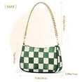 thumbnail image 3 of FORMRS Womens Shoulder Bag with Chain Strap Clutch Purse Cute Tote Handbag, Green and White Plaid Pattern, 3 of 7